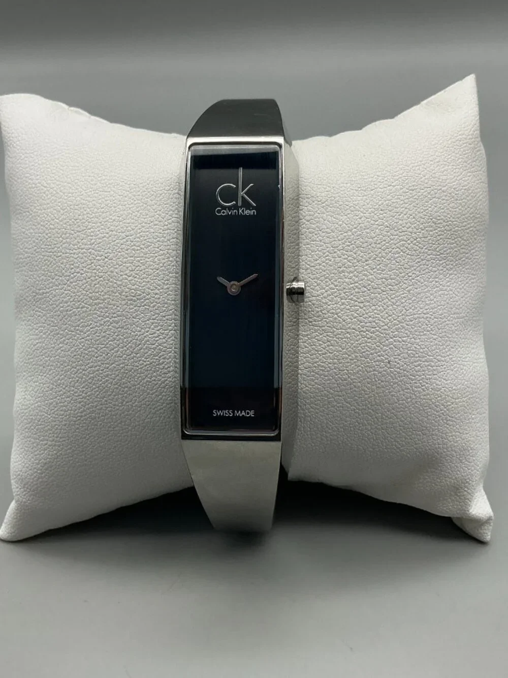 Calvin Klein Women Watch 16mm Stainless Black Rectangle Swiss New Battery 6.5